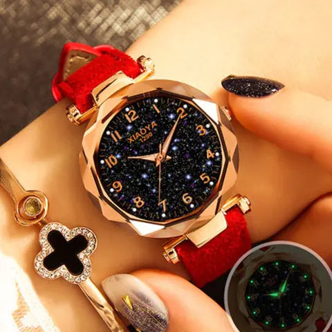 Quartz Women's Watch with Luminous Starry Design