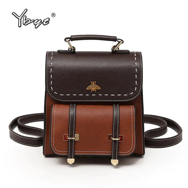 Vintage Paneled PU Leather Women Backpack - MD Store