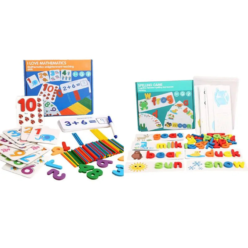 1 Set Wooden Number Alphabet Learning Cards - MD Store