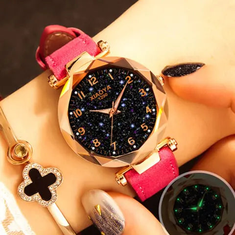 Quartz Women's Watch with Luminous Starry Design