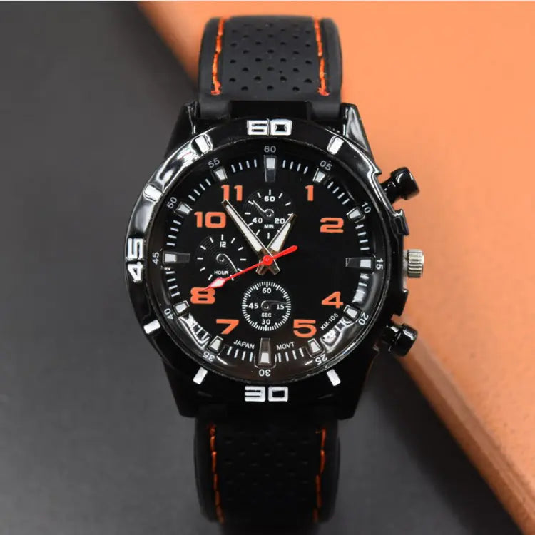 Men's Sports Quartz Watch with Silicone Strap