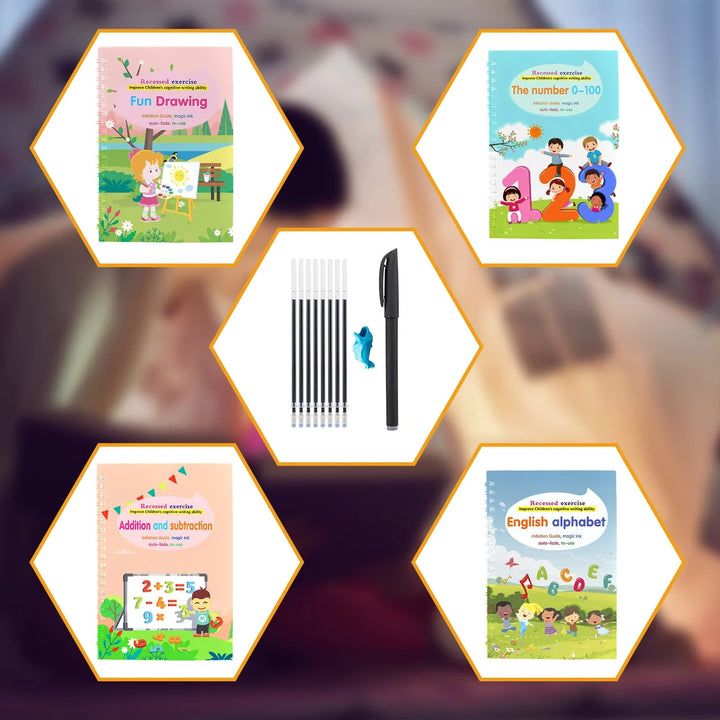 Children's Handwriting Tracing Book Set with Magic Practice Copybook and Pen - MD Store