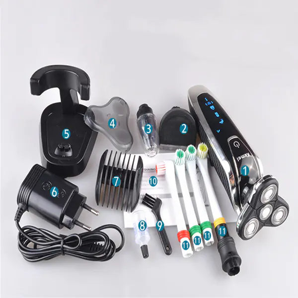 4-Blade Rechargeable Men's Shaver and Grooming Set
