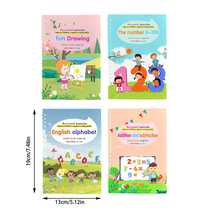 Children's Handwriting Tracing Book Set with Magic Practice Copybook and Pen - MD Store