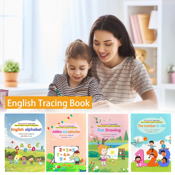 Children's Handwriting Tracing Book Set with Magic Practice Copybook and Pen - MD Store