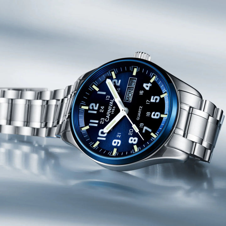 Custom Luminous Quartz Watch with Steel Waterproof Design