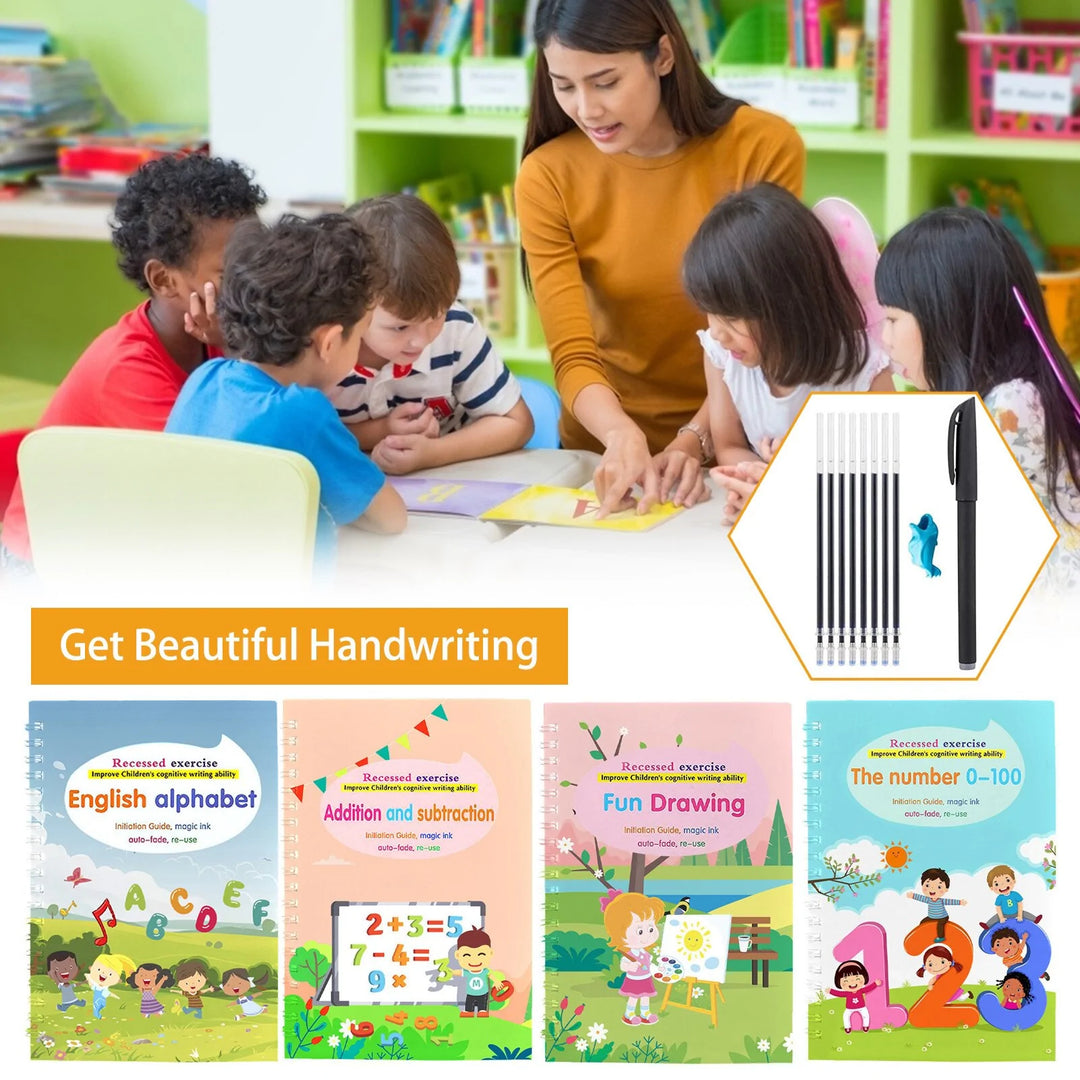 Children's Handwriting Tracing Book Set with Magic Practice Copybook and Pen - MD Store