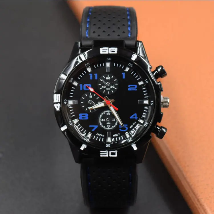 Men's Sports Quartz Watch with Silicone Strap