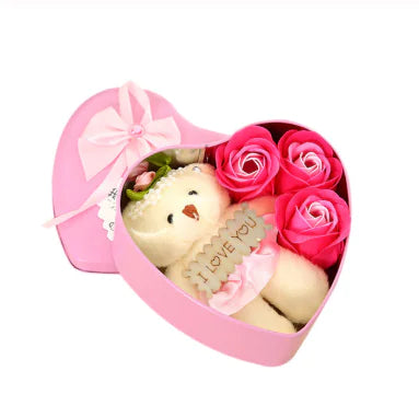 Heart-Shaped Soap Rose in Tin Box - Creative Gift