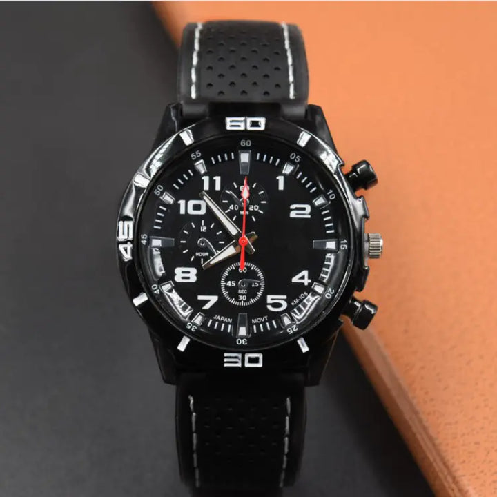 Men's Sports Quartz Watch with Silicone Strap