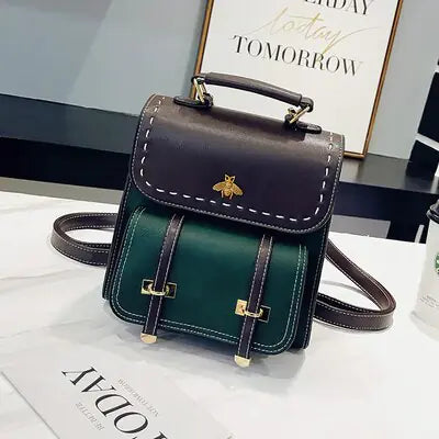 Vintage Paneled PU Leather Women Backpack - MD Store