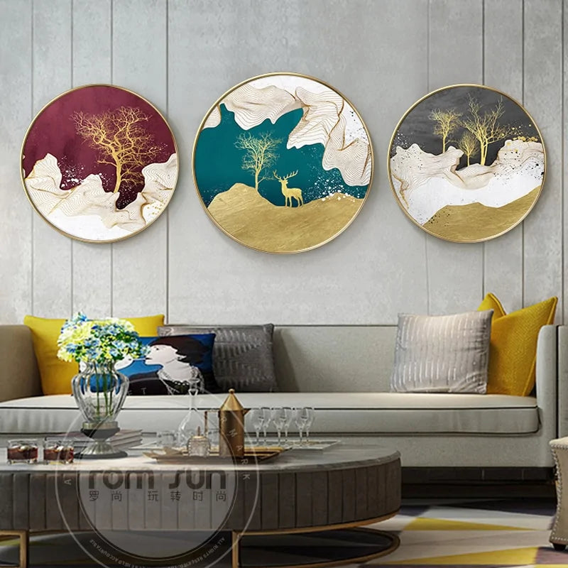 Abstract Colorful Circle Canvas Painting - MD Store