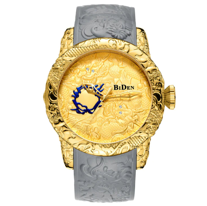 Quartz Men's Watch with Large Dial and Rubber Strap