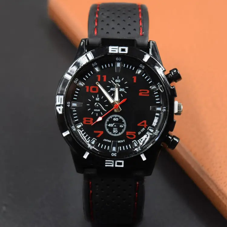 Men's Sports Quartz Watch with Silicone Strap