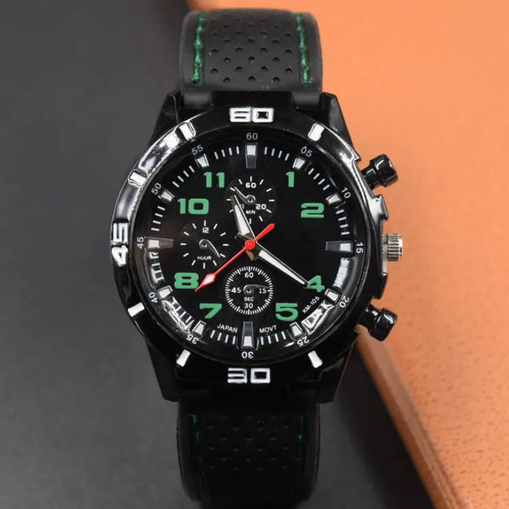 Men's Sports Quartz Watch with Silicone Strap