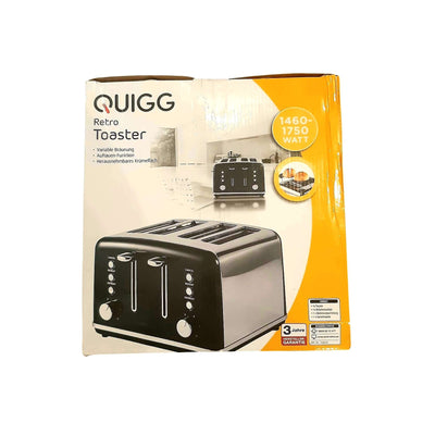 The Quigg Retro Toaster provides quick and even toasting perfect for a variety of breads. It features temperature and time controls for precise heat and cooking time, so you can toast to the perfect golden-brown. With a durable stainless steel construction and a sleek vintage design, the Quigg Retro Toaster is a must-have for all kitchens.