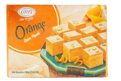 GRB Orange Soan Papdi ist ein einzigartiges Dessert, das im MD-Store zu finden ist
