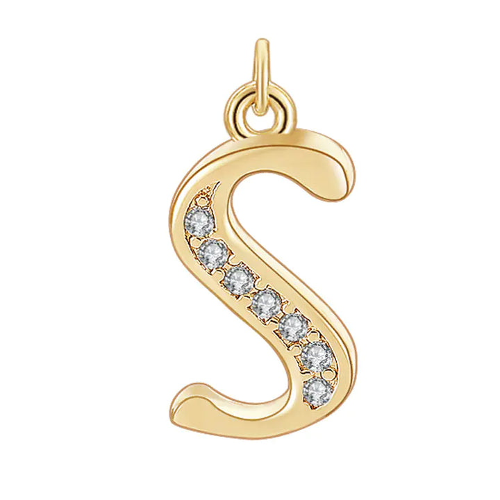 Diamond-Embedded Capital 26 English Letter Pendant Set