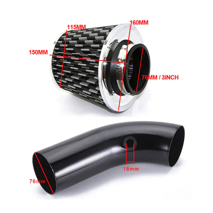 High-Flow Air Intake Kit with Aluminum Pipes