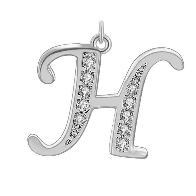 Diamond-Embedded Capital 26 English Letter Pendant Set