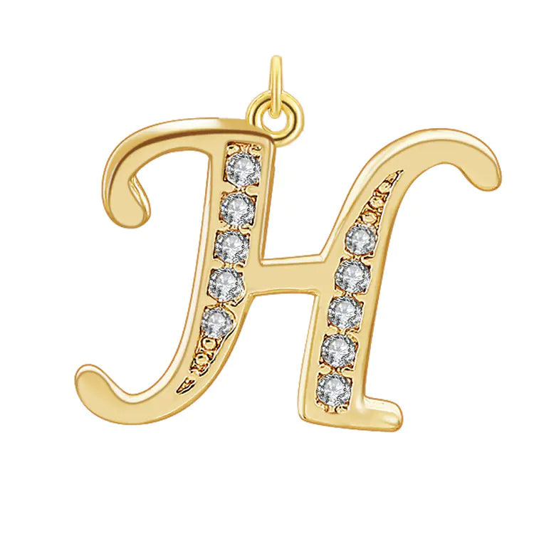 Diamond-Embedded Capital 26 English Letter Pendant Set