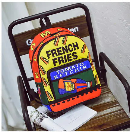 Korean Ulzzang Graffiti Print Colorful Casual Backpack