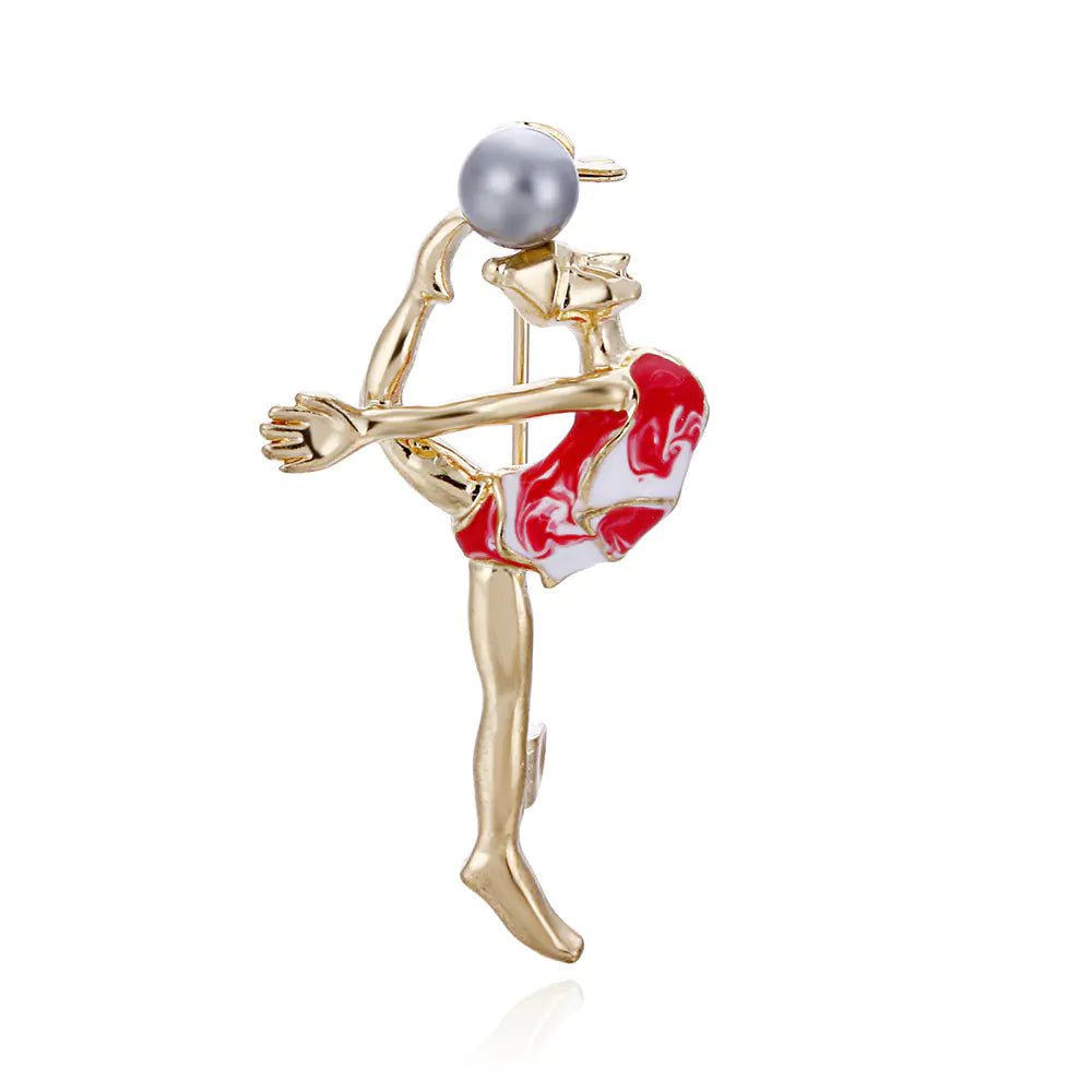 New European Style Brooch with Pearl for Gymnastics