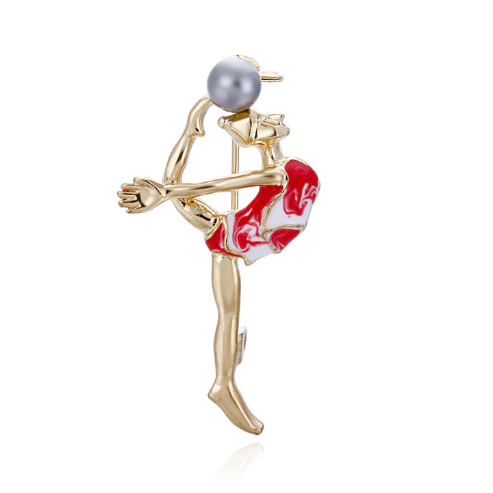 New European Style Brooch with Pearl for Gymnastics
