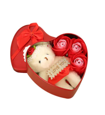 Heart-Shaped Soap Rose in Tin Box - Creative Gift