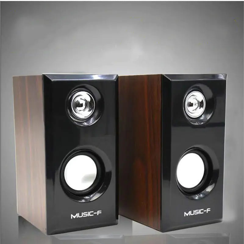 D092 Wooden Mini Speaker with Subwoofer for PC and Mobile