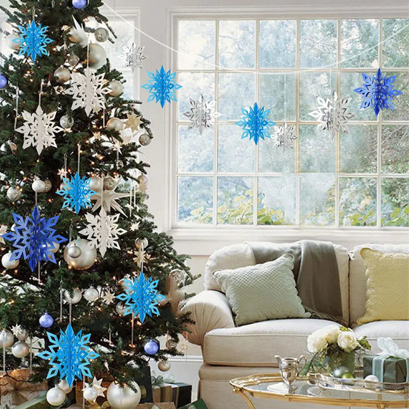 3D Snowflake Decorations for Winter Christmas Events