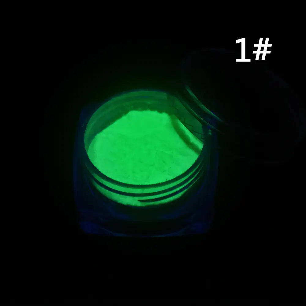 Glow-in-the-Dark Nail Powder - 10 Bright Colors