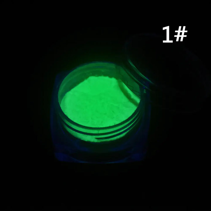 Glow-in-the-Dark Nail Powder - 10 Bright Colors