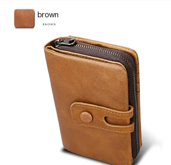 Women's Leather Zipper Short Wallet and Money Bag