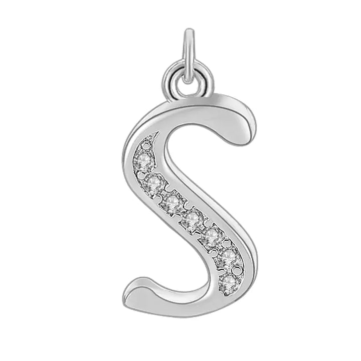 Diamond-Embedded Capital 26 English Letter Pendant Set