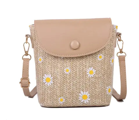 Woven Women's Shoulder Crossbody Bag with Acrylic Chain