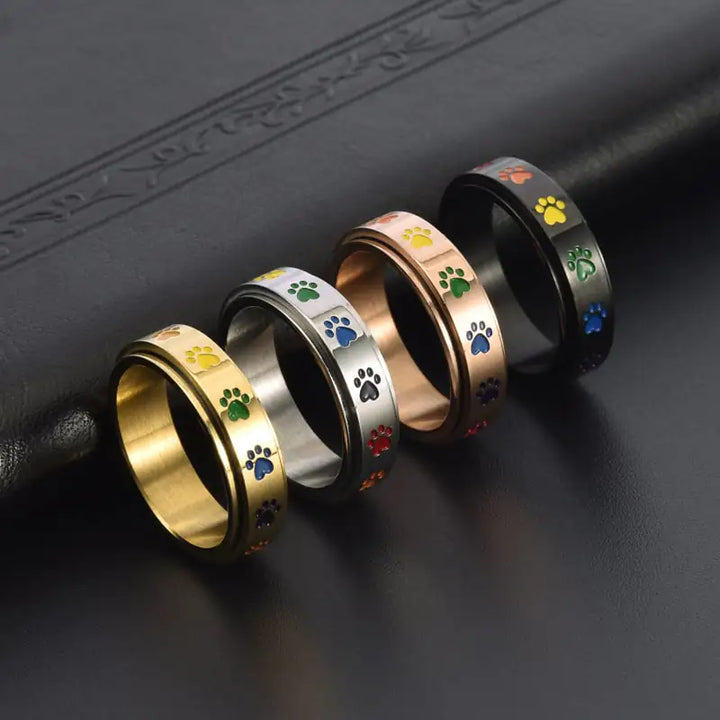 Rainbow Rotatable Stainless Steel Ring for Women