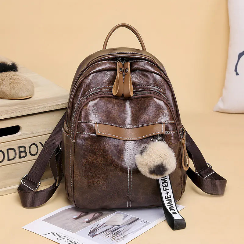 Fashionable Soft Leather Women's Backpack 2020 Model