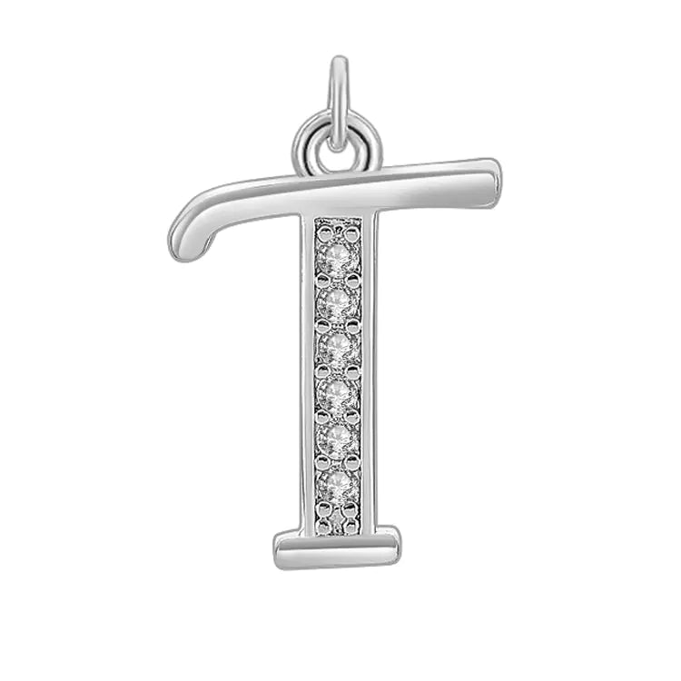 Diamond-Embedded Capital 26 English Letter Pendant Set