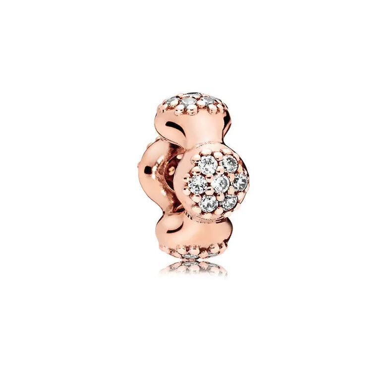 S925 Silver Rose Gold Sparkling Silicone Clip DIY Beads