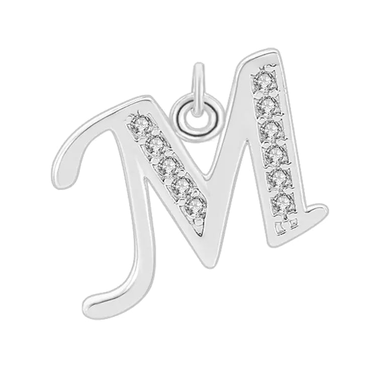 Diamond-Embedded Capital 26 English Letter Pendant Set