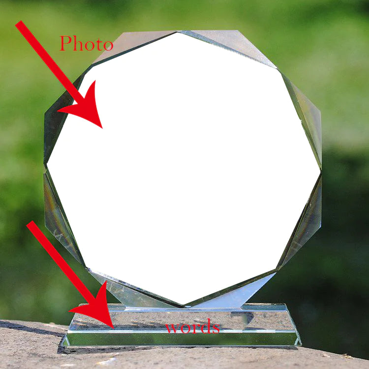 Custom Crystal Photo Display Stand with Personalization