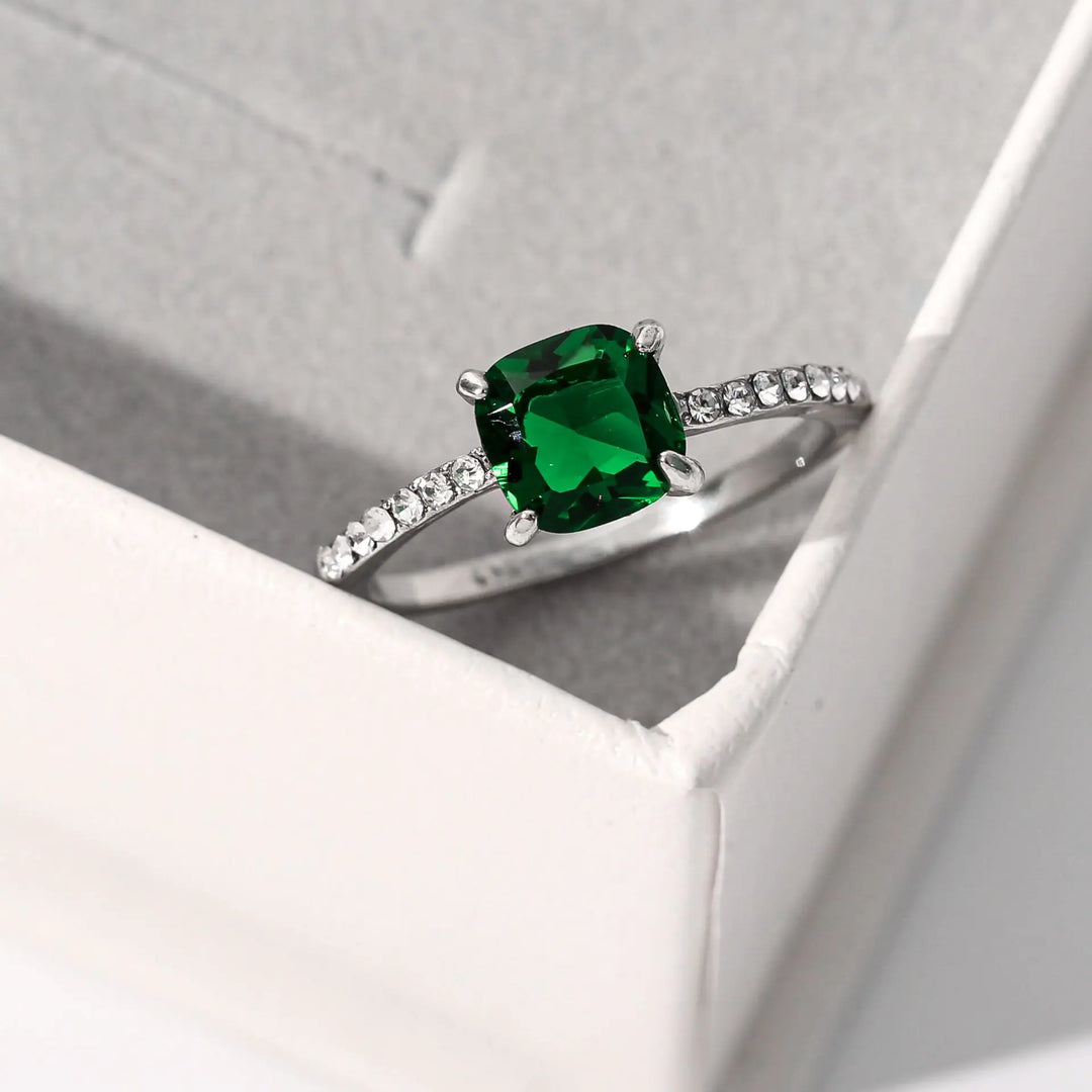 Topaz Blue Square Zircon Ring for Wholesale Retail