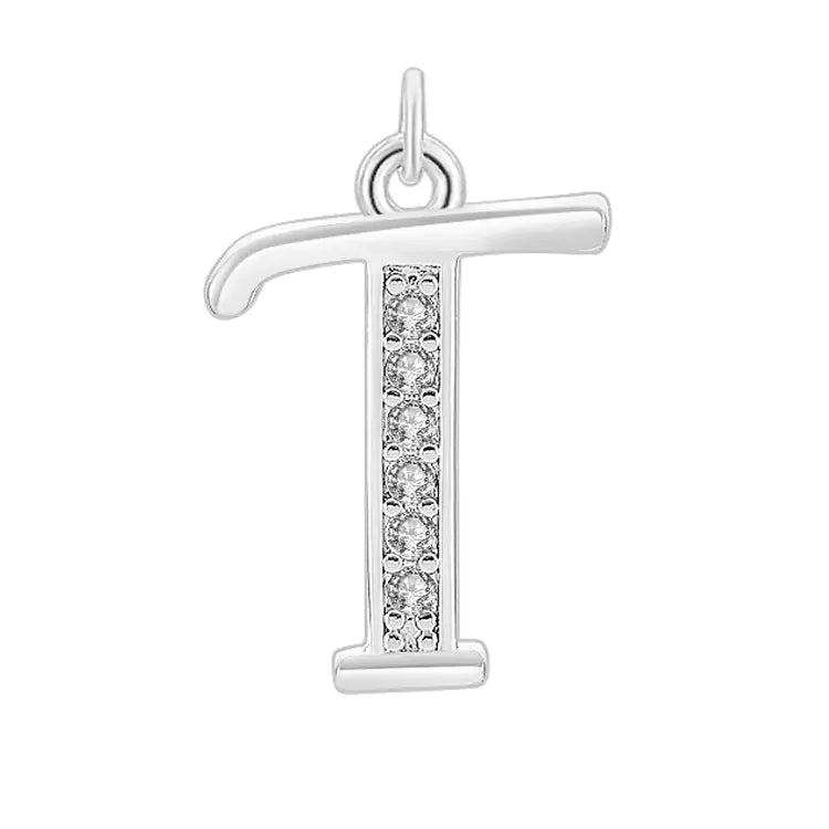 Diamond-Embedded Capital 26 English Letter Pendant Set