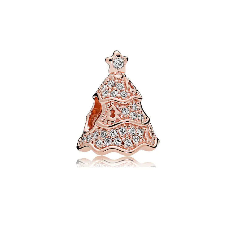 S925 Silver Rose Gold Sparkling Silicone Clip DIY Beads