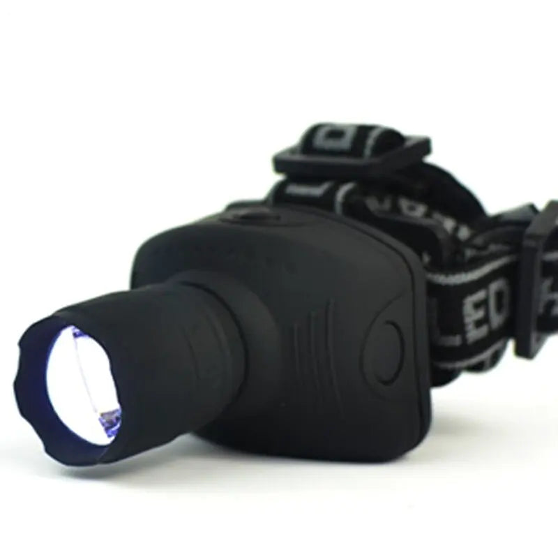 LED Headlamp with Three Modes and Zoom for Fishing
