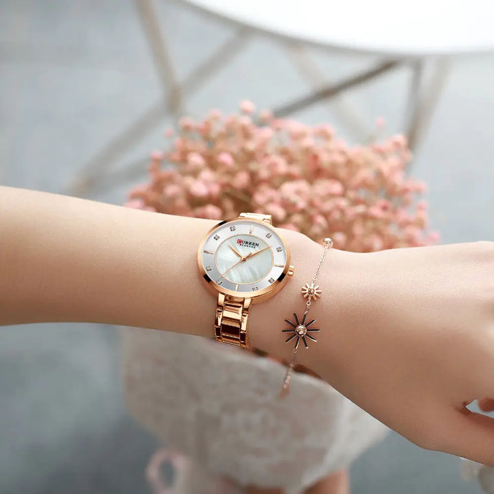 Curren Women's Waterproof Quartz Watch with Steel Band