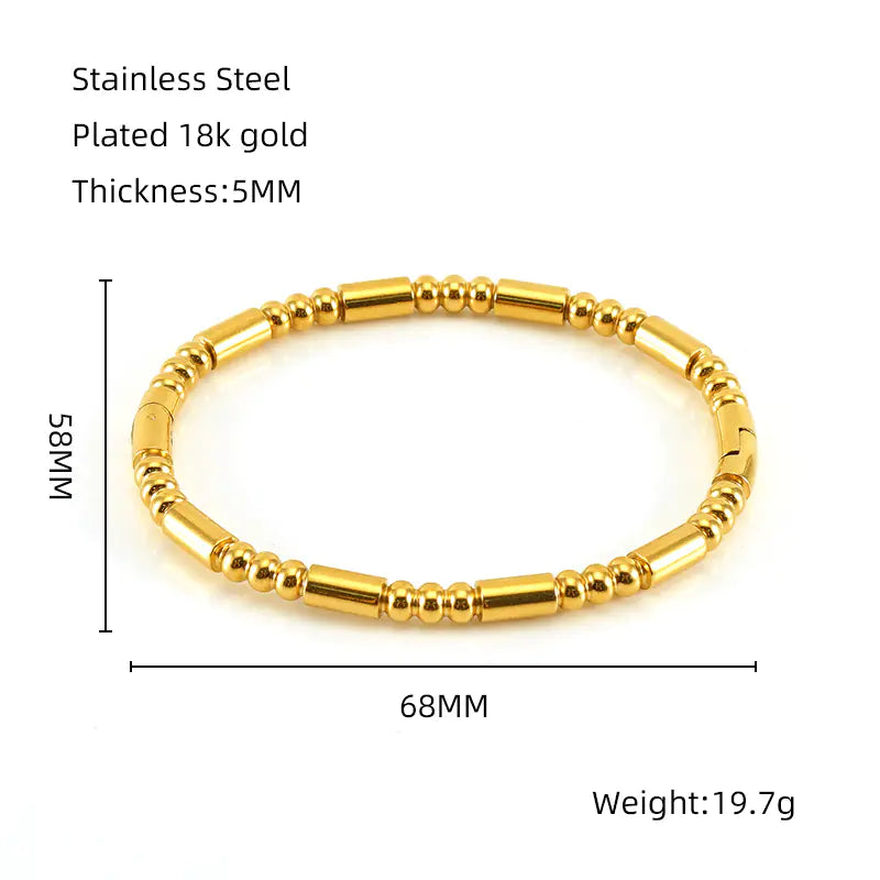 Fashion Bamboo Titanium Steel Bracelet with Three Beads