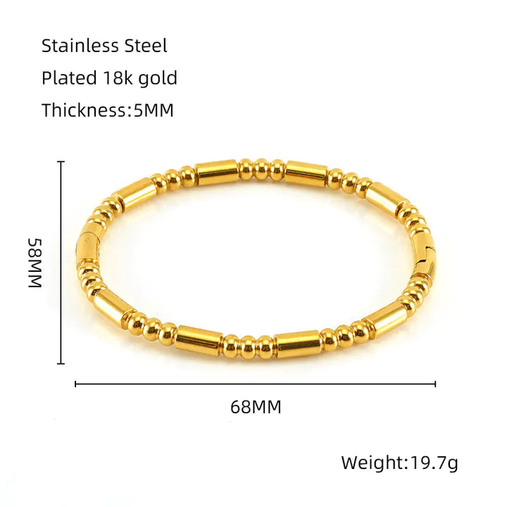 Fashion Bamboo Titanium Steel Bracelet with Three Beads