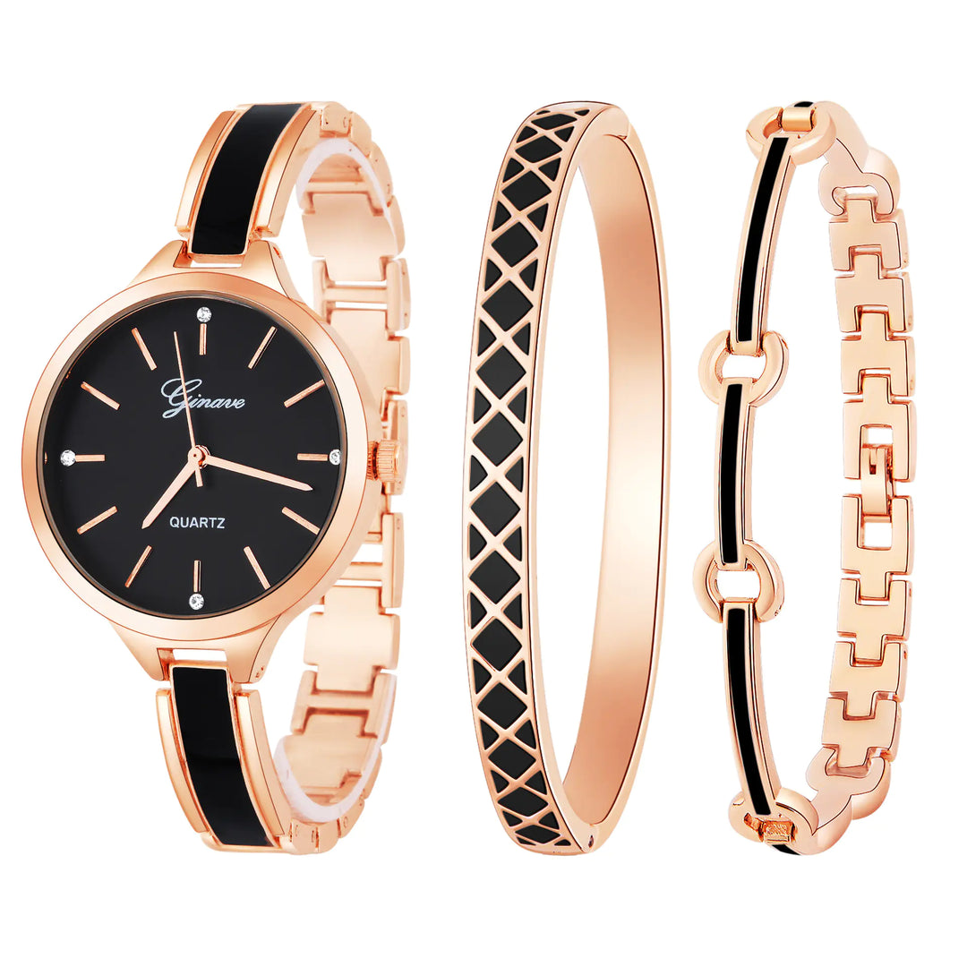 Fashionable Women's Quartz Watch and Bracelet Set